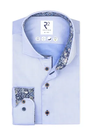 R2 Liberty Print Cut Away Collar Shirt Light Blue