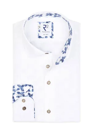 R2 Long Sleeved Linen Shirt White