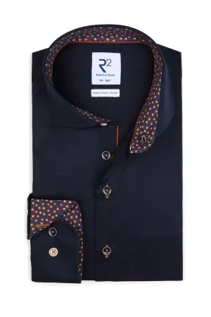 R2 Navy With Orange Trimmed Shirt Navy
