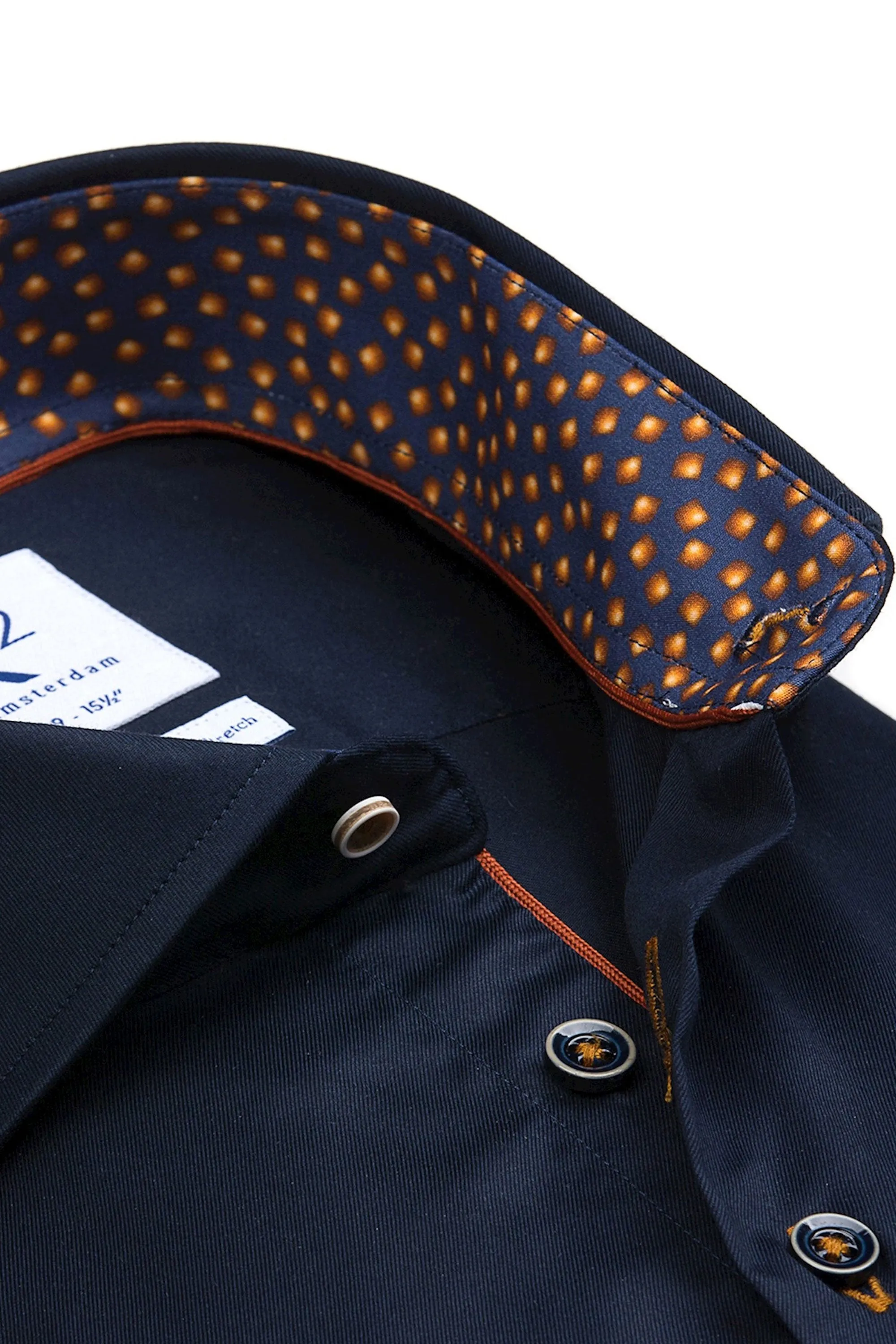 R2 Navy With Orange Trimmed Shirt Navy