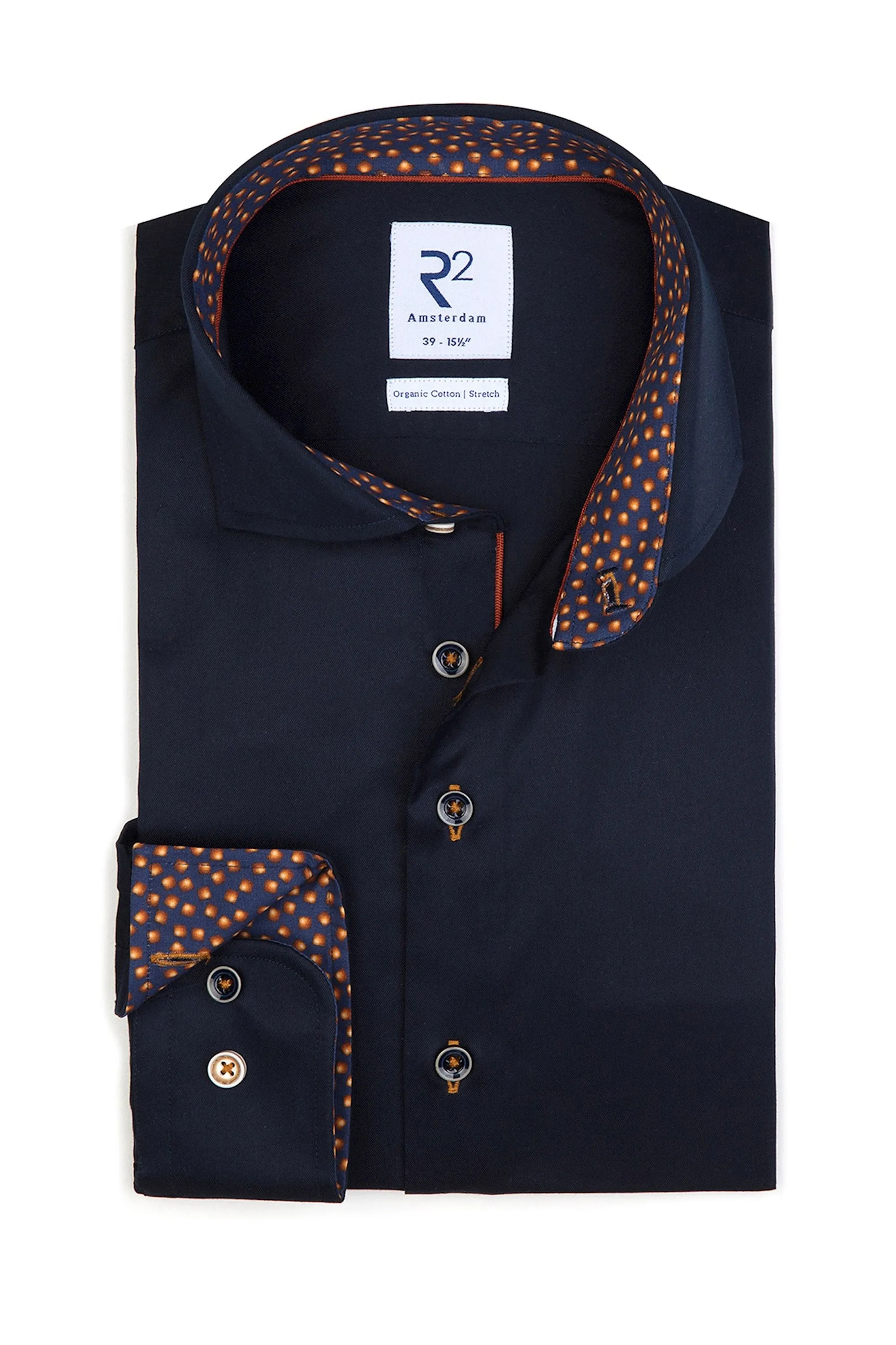 R2 Navy With Orange Trimmed Shirt Navy