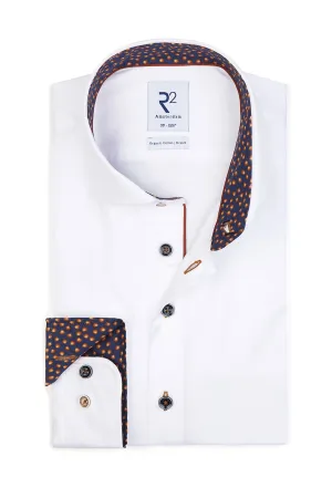 R2 White Shirt With Navy And Orange Trim White