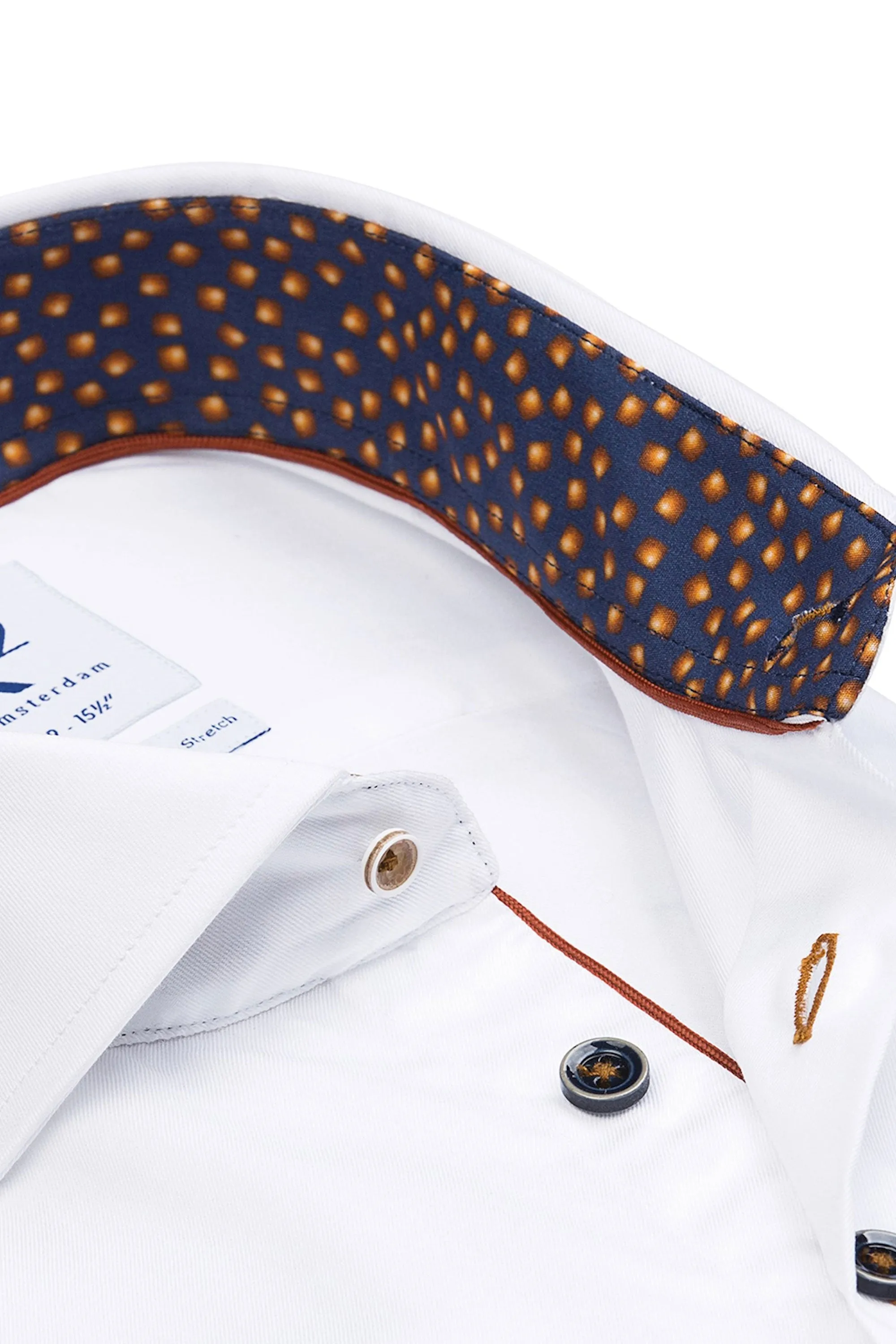 R2 White Shirt With Navy And Orange Trim White
