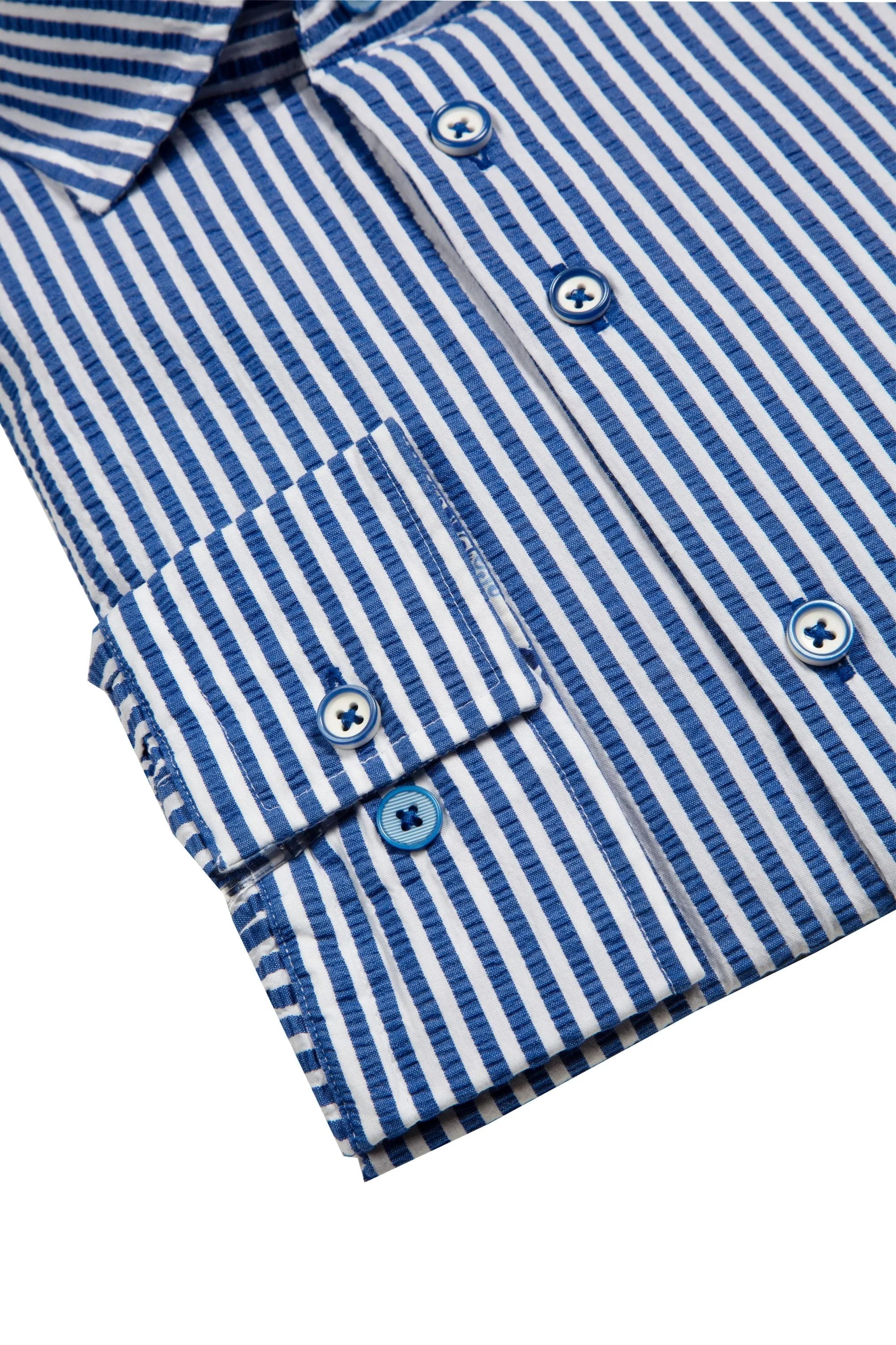 R2 Widespread Collar Long Sleeved Shirt Blue Stripe