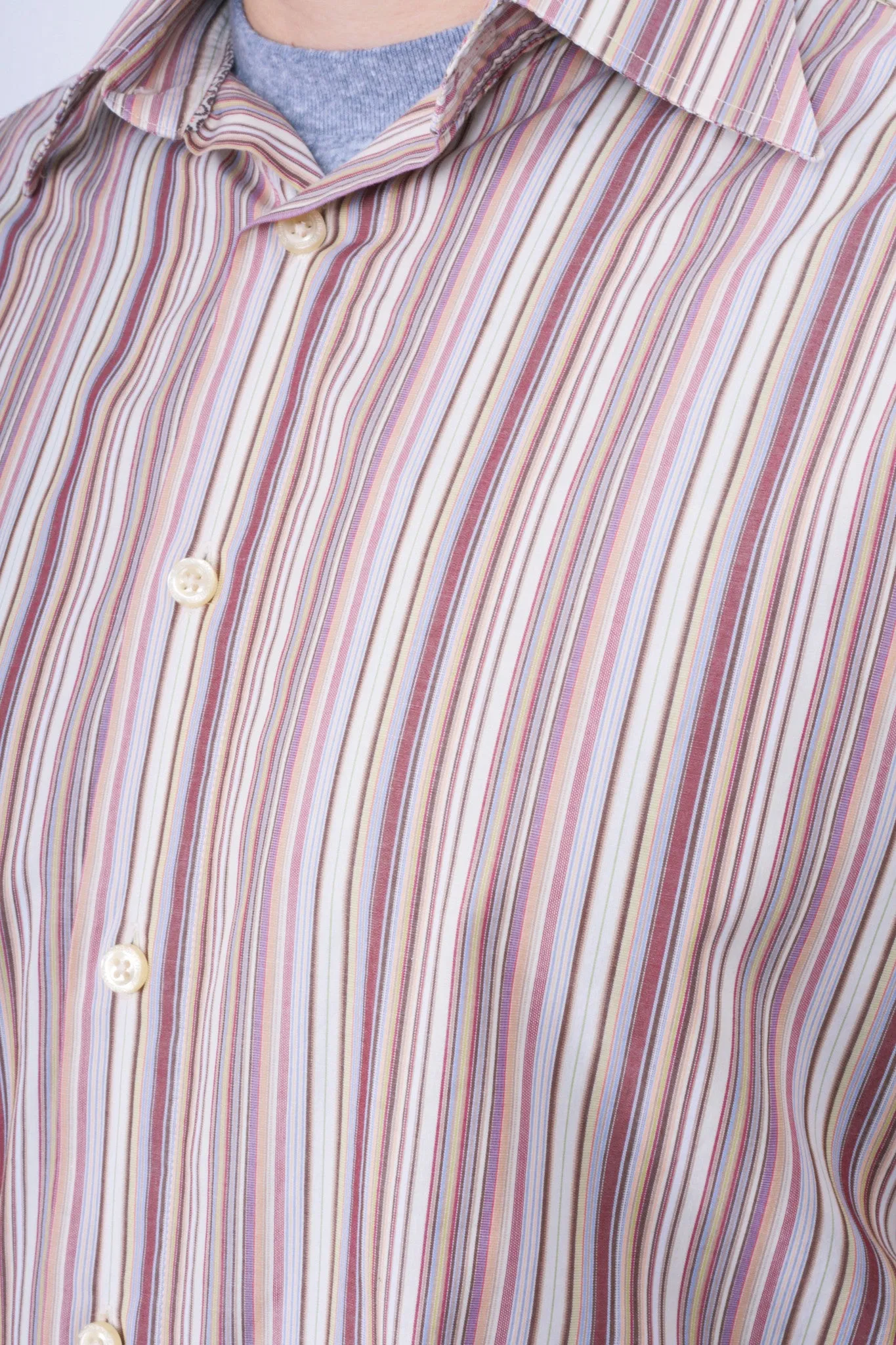 Racing Green Mens L Casual Shirt Striped Super Fine Cotton Brown Cotton