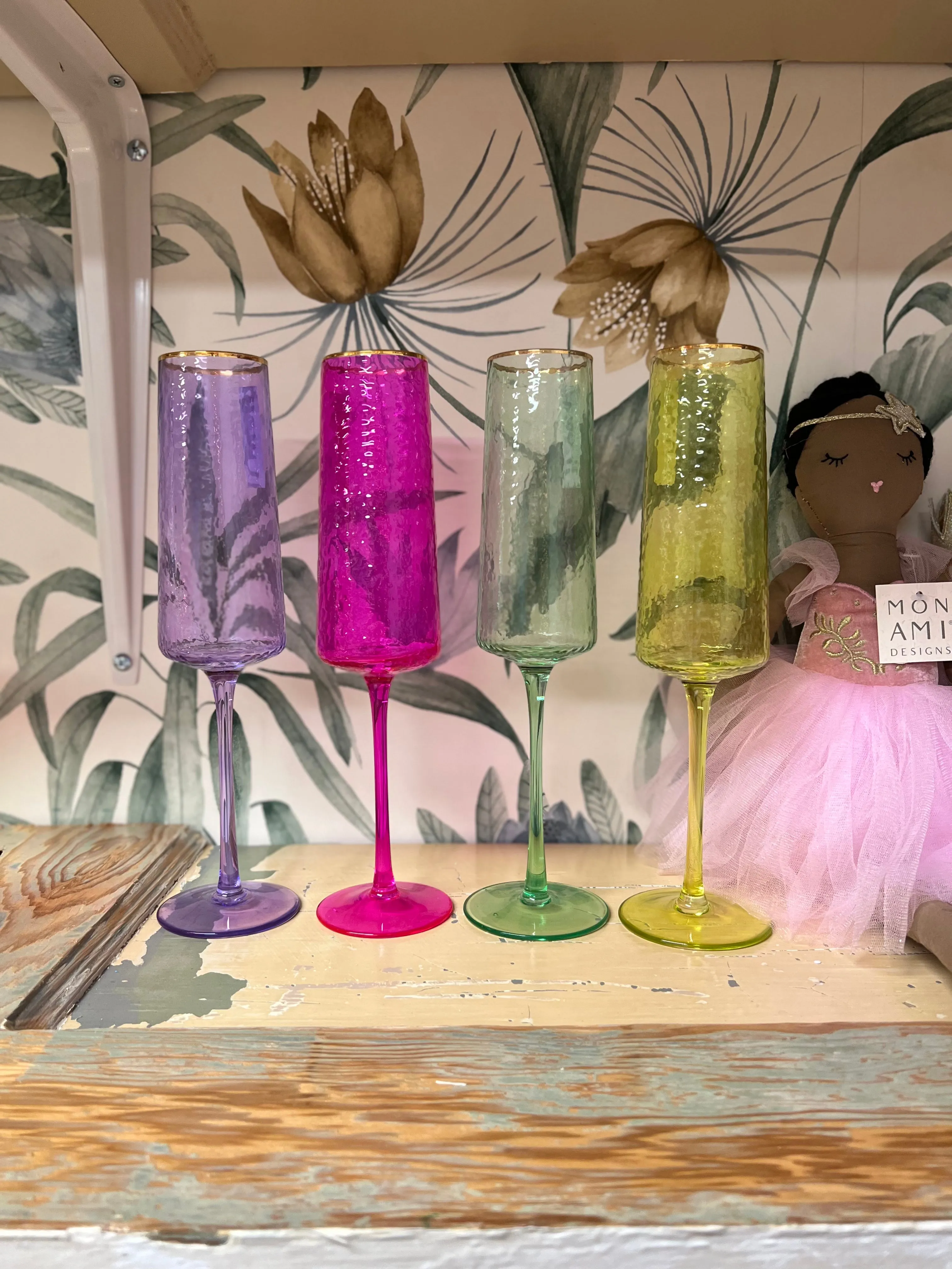 Rainbow Champagne Flutes- Set of 4