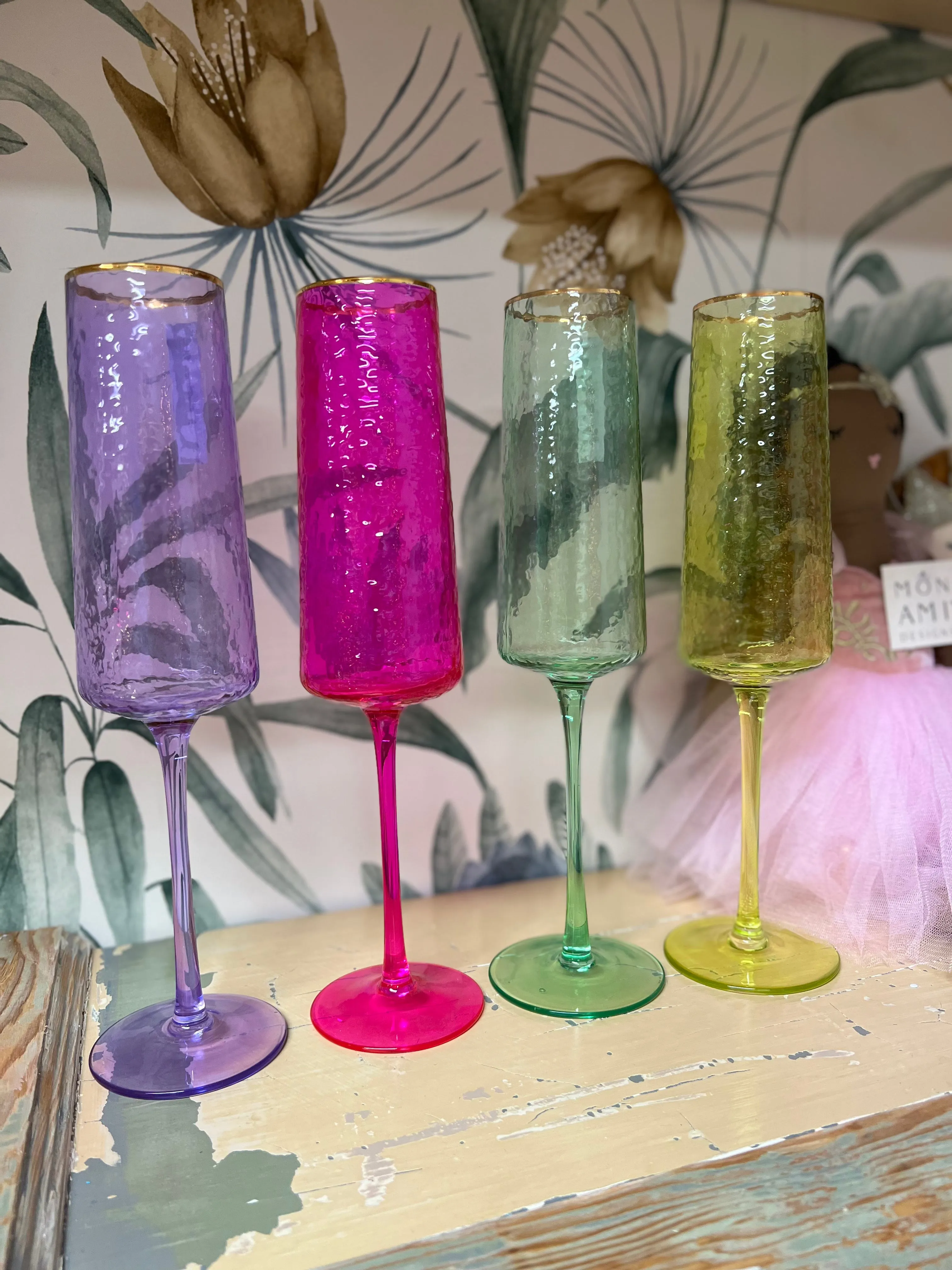Rainbow Champagne Flutes- Set of 4