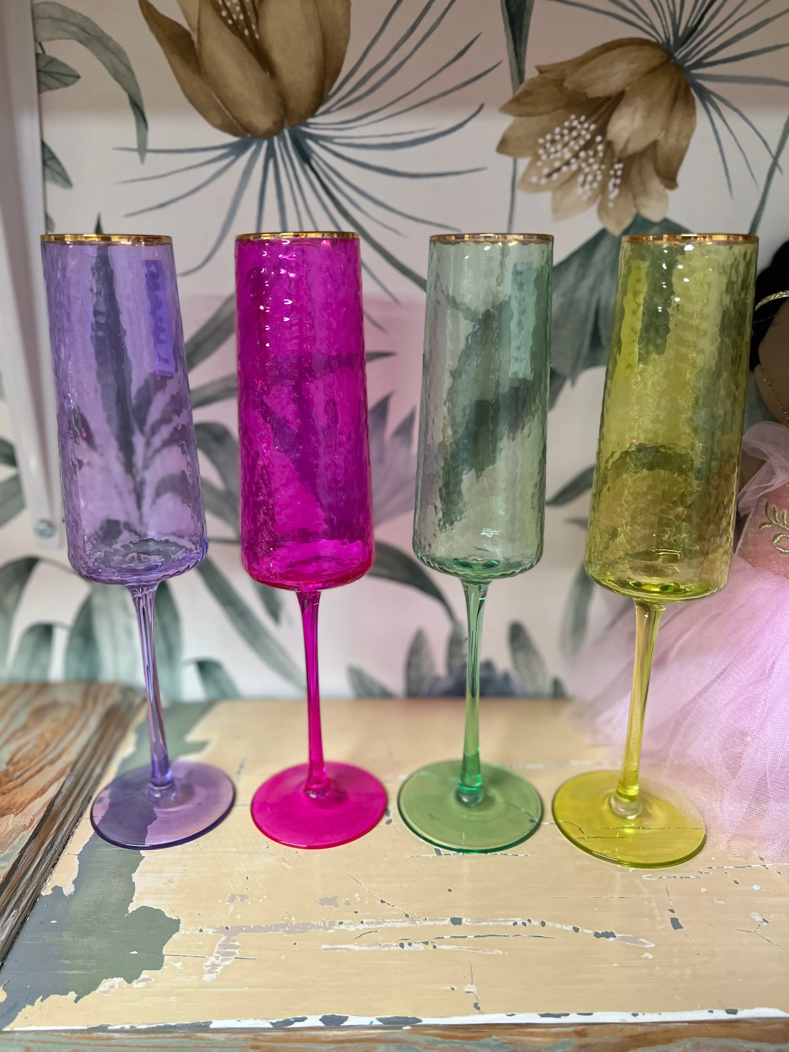 Rainbow Champagne Flutes- Set of 4