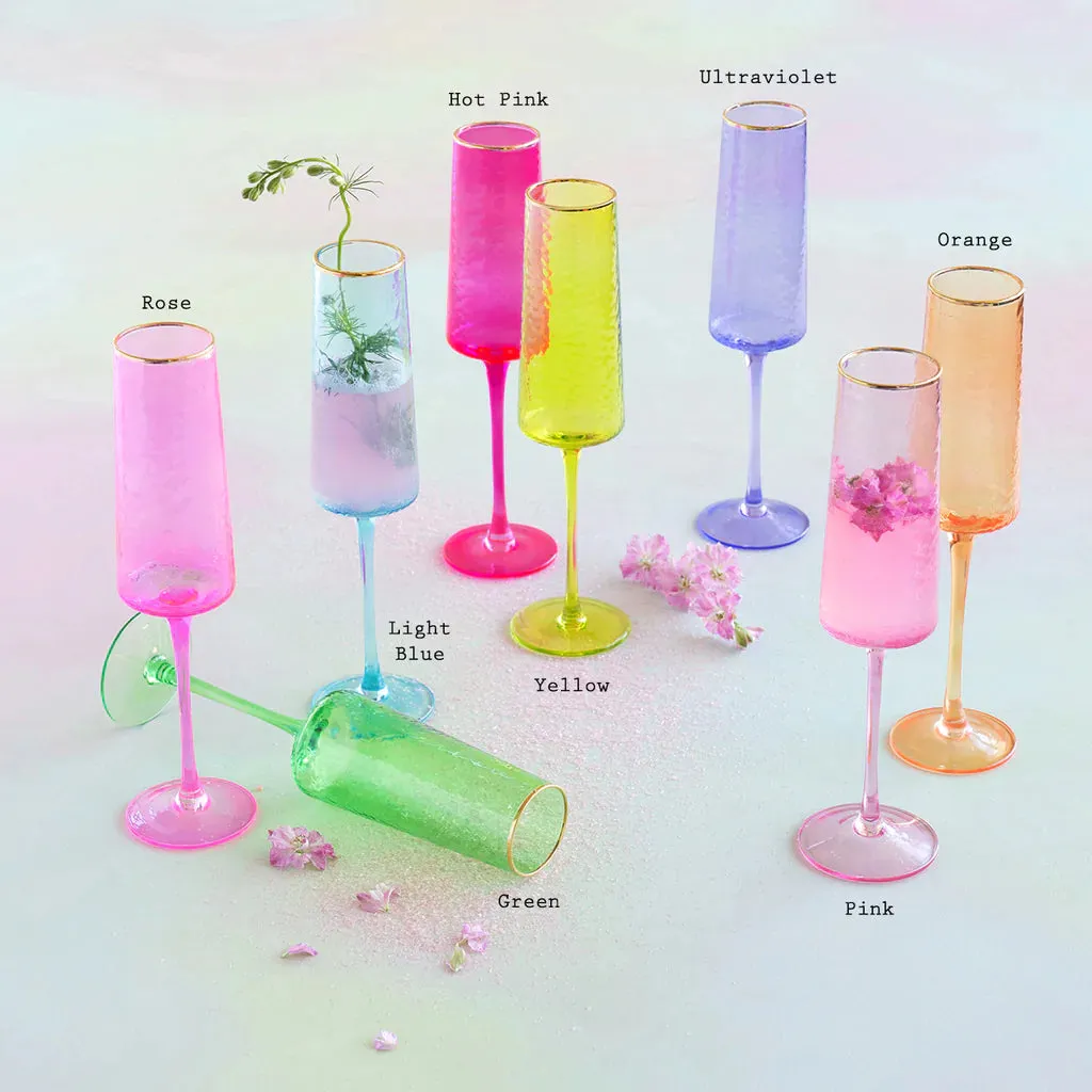 Rainbow Champagne Flutes- Set of 4