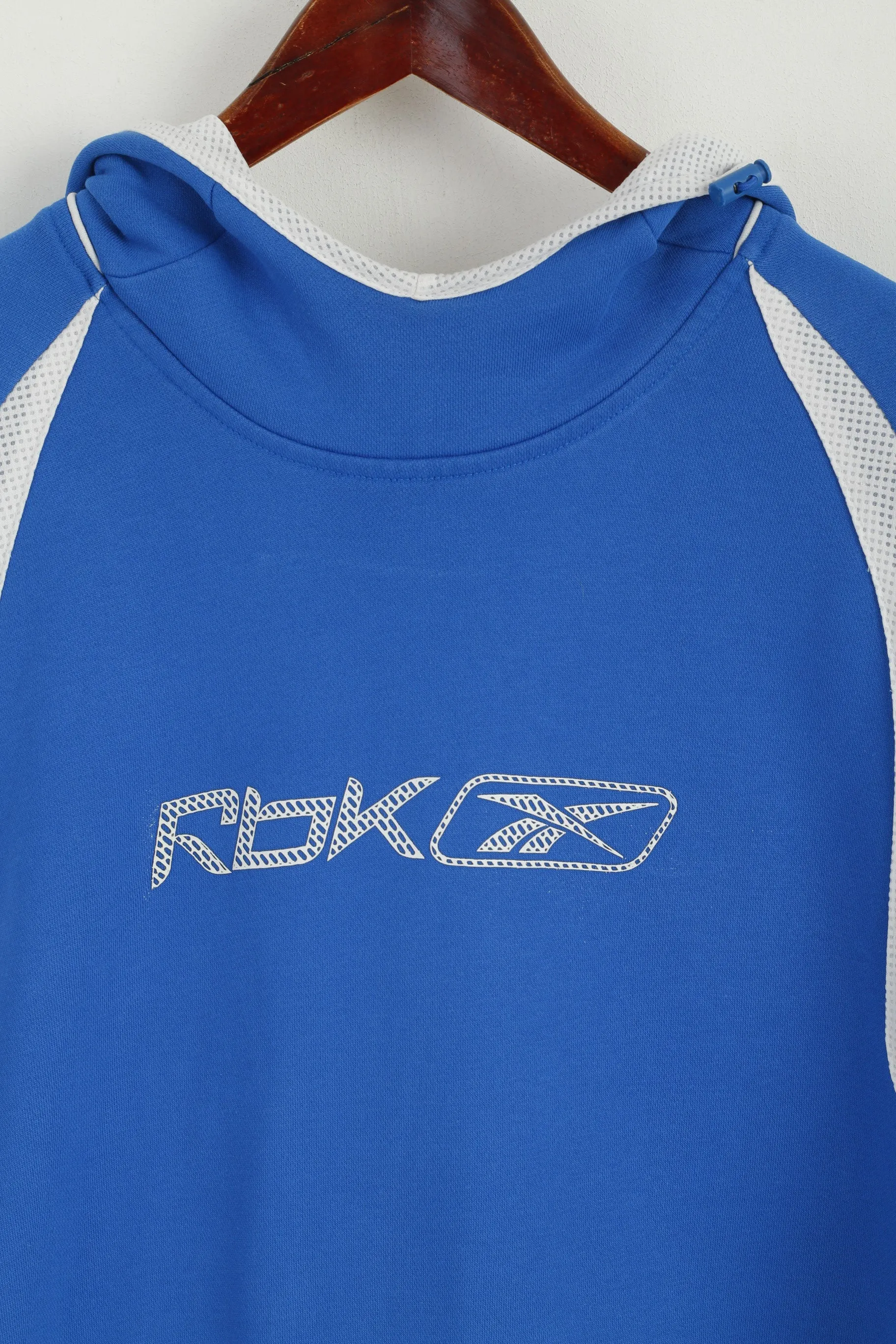 Reebok Men 2XL Sweatshirt Blue Cotton Hooded Kangaroo Pocket Active Sport Top