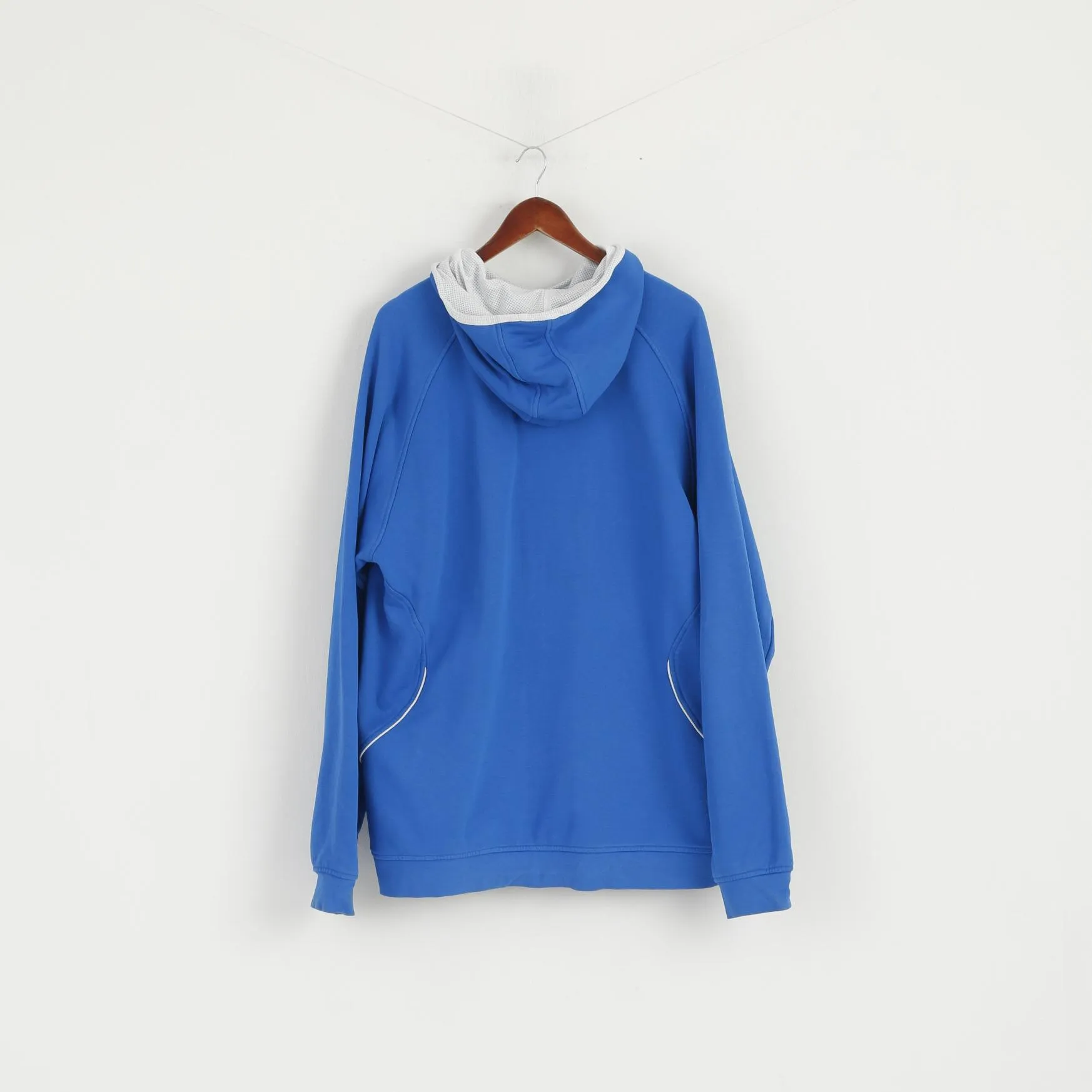 Reebok Men 2XL Sweatshirt Blue Cotton Hooded Kangaroo Pocket Active Sport Top