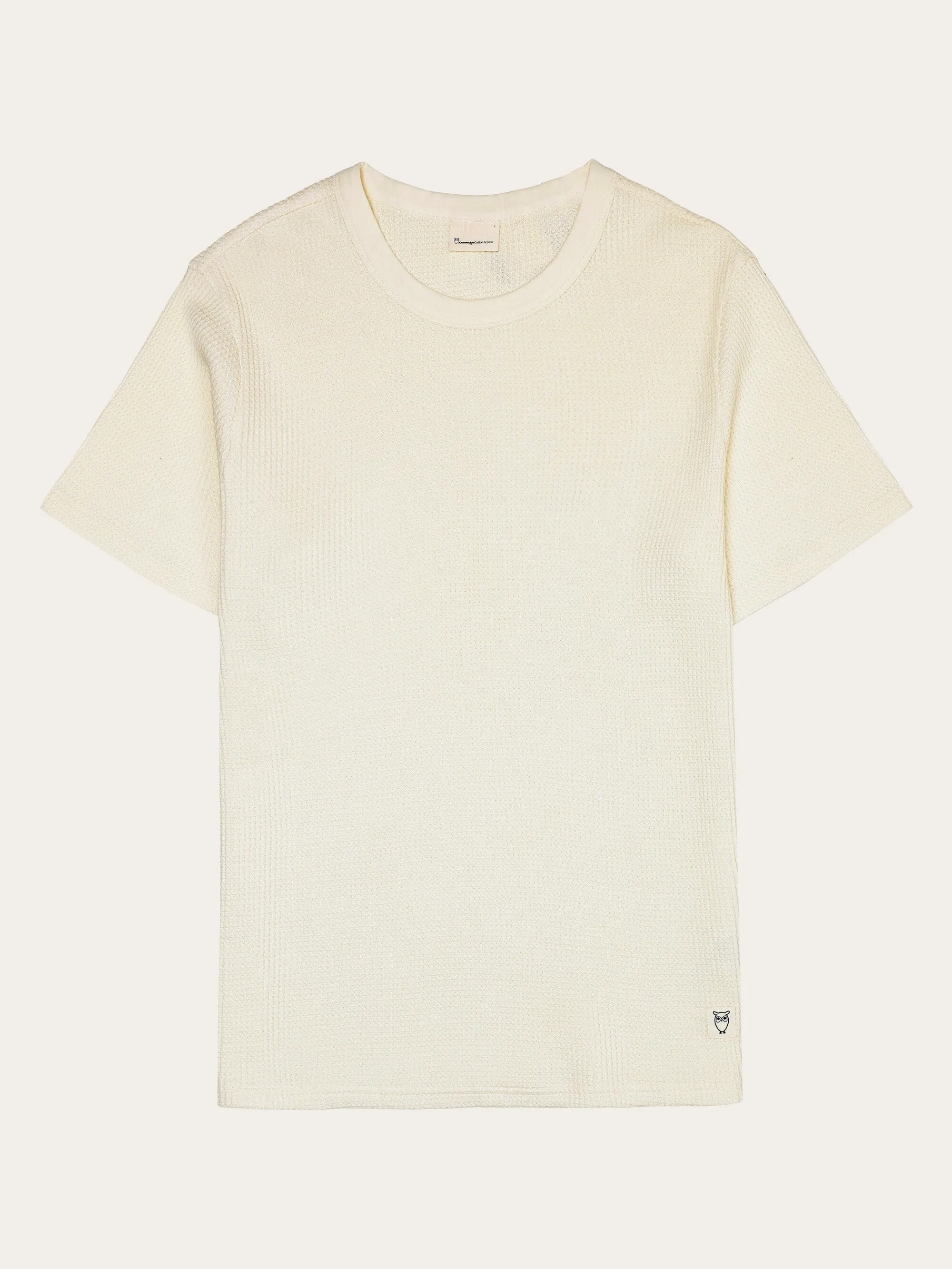 Regular waffle short sleeved crew neck t-shirt GOTS/Vegan - Egret Knowledge Cotton