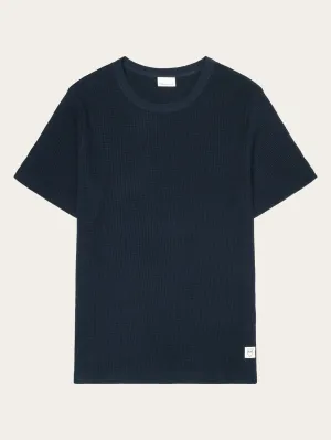 Regular waffle short sleeved crew neck t-shirt GOTS/Vegan - Total Eclipse Knowledge Cotton