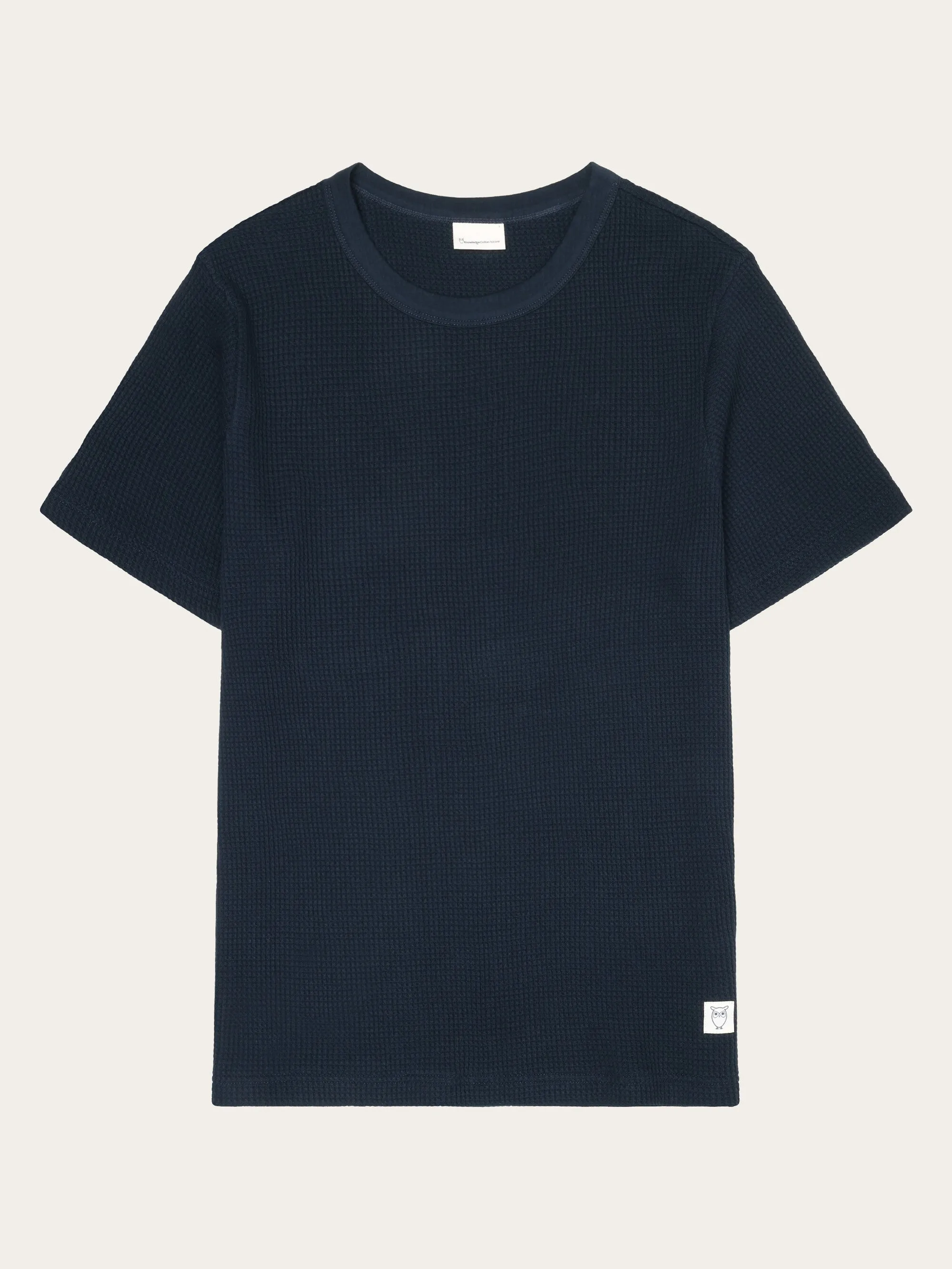 Regular waffle short sleeved crew neck t-shirt GOTS/Vegan - Total Eclipse Knowledge Cotton