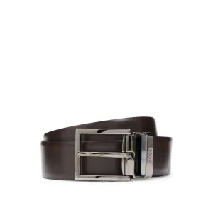 Reversible Italian-leather belt with gunmetal hardware