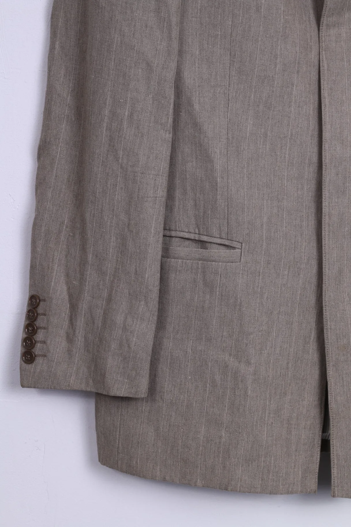 River Island Mens 38 M Blazer Linen Blend Jacket Beige Single Breasted