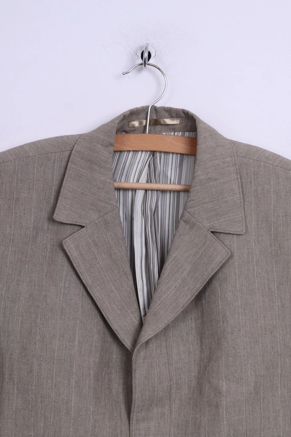 River Island Mens 38 M Blazer Linen Blend Jacket Beige Single Breasted