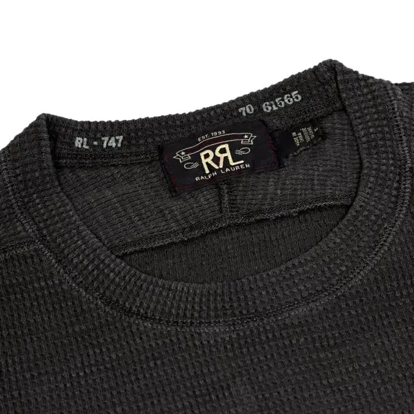 RRL by Ralph Lauren Textured Crew Neck L/S T-Shirt Faded Black Canvas