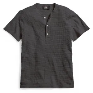 RRL by Ralph Lauren Waffle-Knit Short-Sleeve Henley Shirt Faded Black Canvas