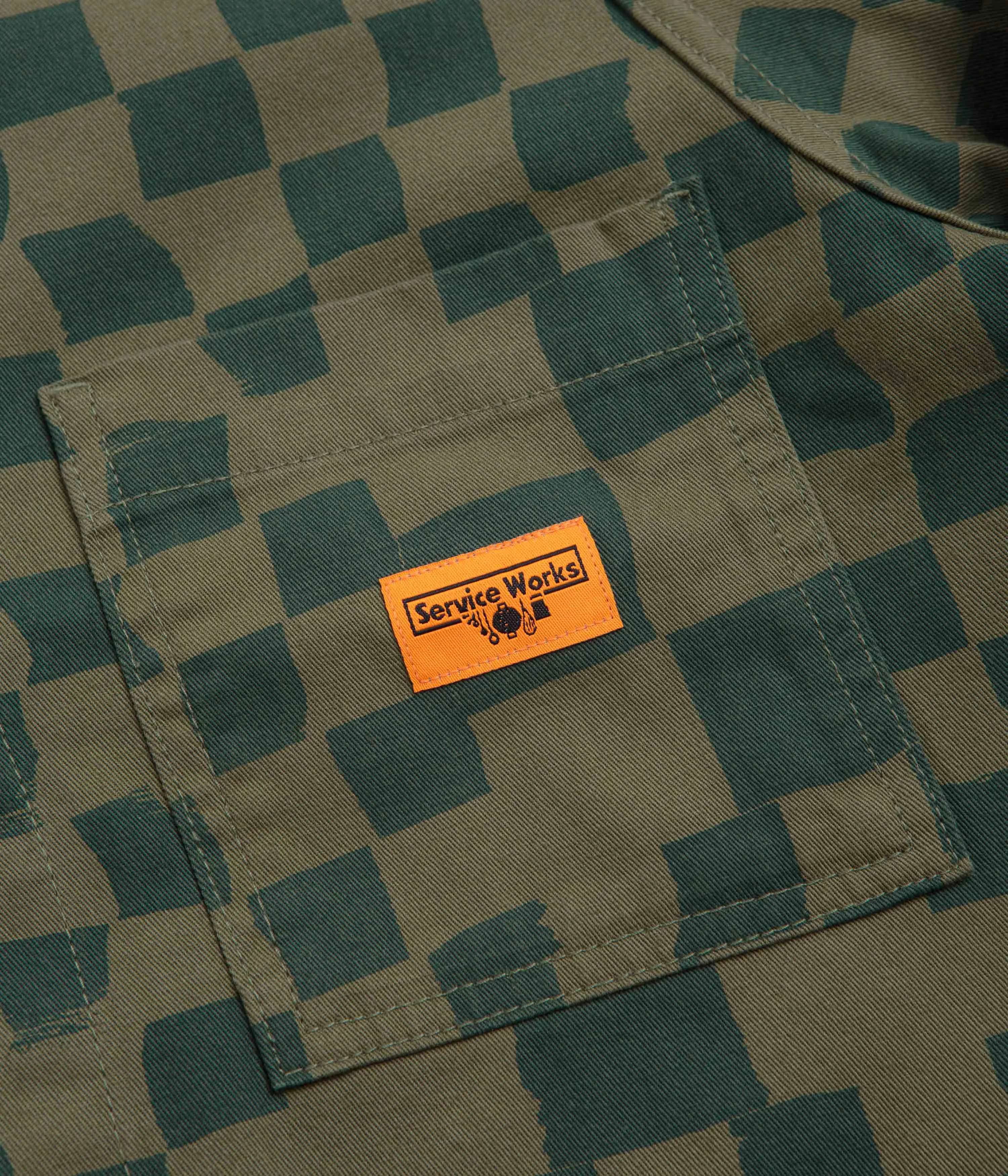 Service Works Drill Printed FOH Jacket - Olive Checker