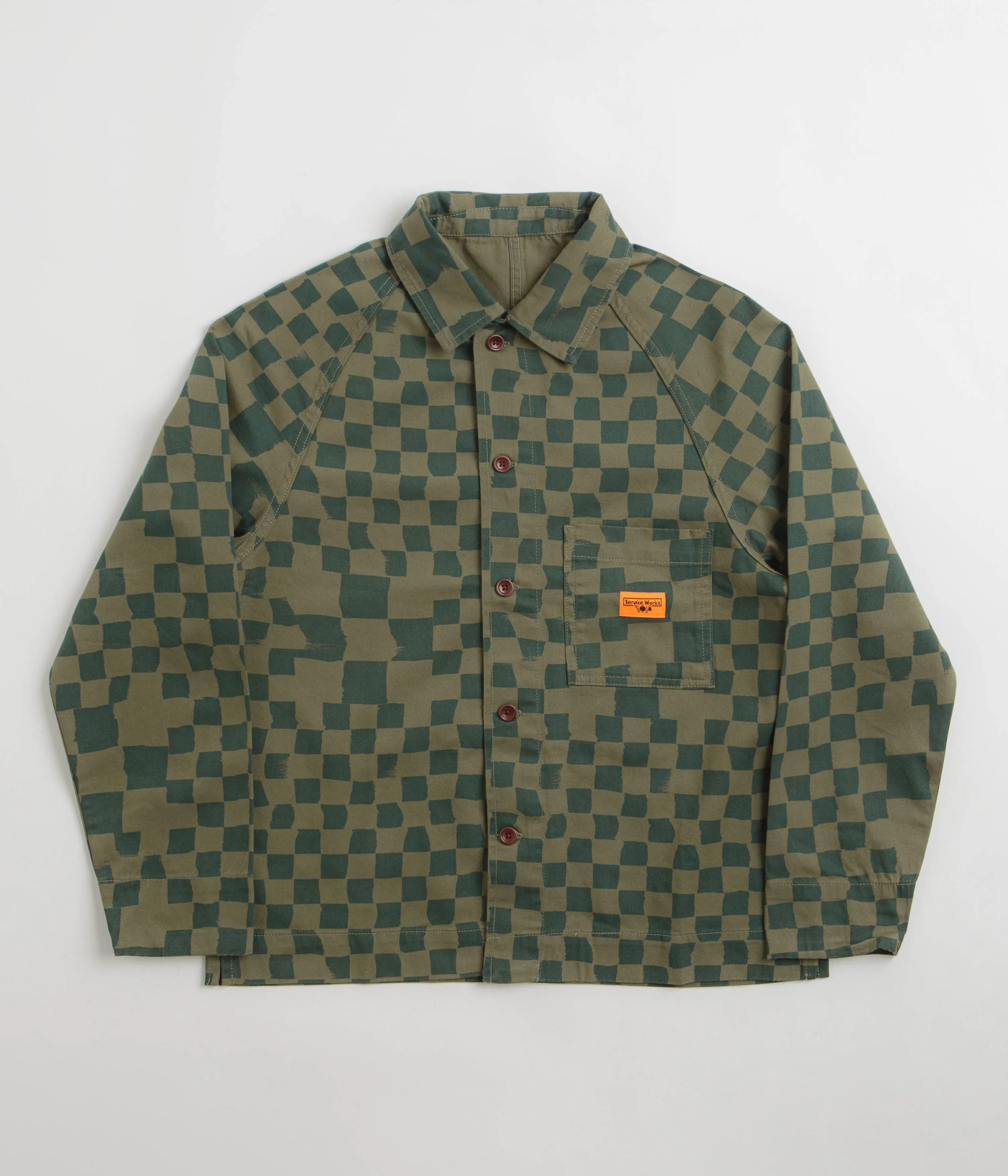 Service Works Drill Printed FOH Jacket - Olive Checker