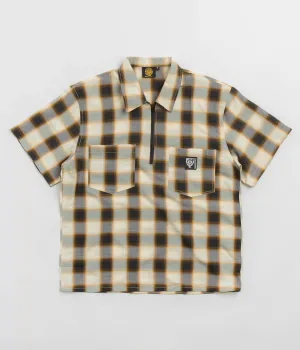 Sexhippies Half Zipper Short Sleeve Shirt - Off White / Black