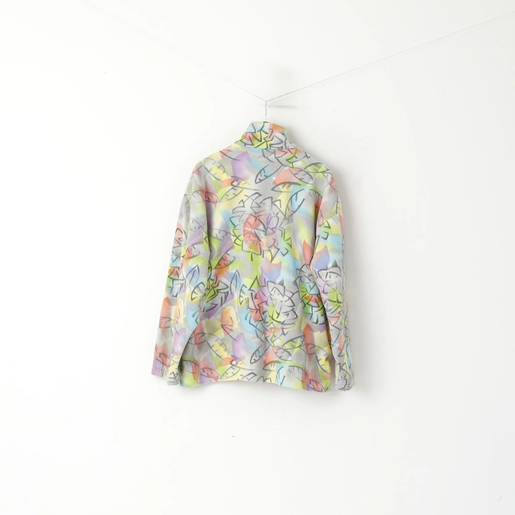 Shamp Men M Fleece Top Unisex Multicolour Vintage Zip Neck Two Pockets