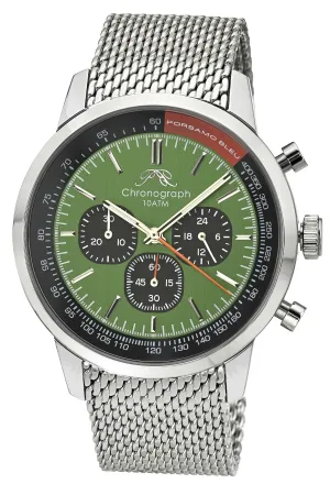 Simon Stainless Steel Chronograph Silver Tone & Black and Green Men's Watch 1322CSIS