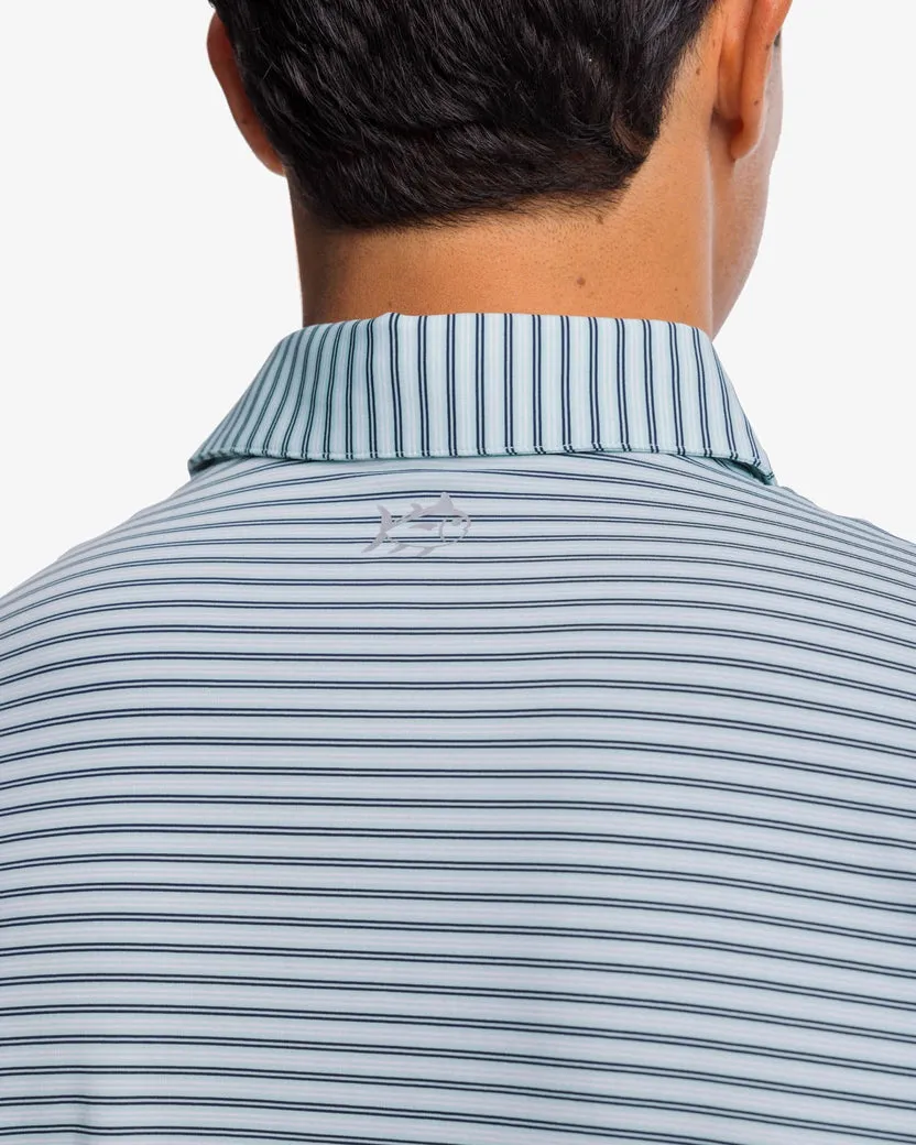Southern Tide Men's Brrreeze Harborview Stripe Performance Polo Shirt - Turquoise Sea