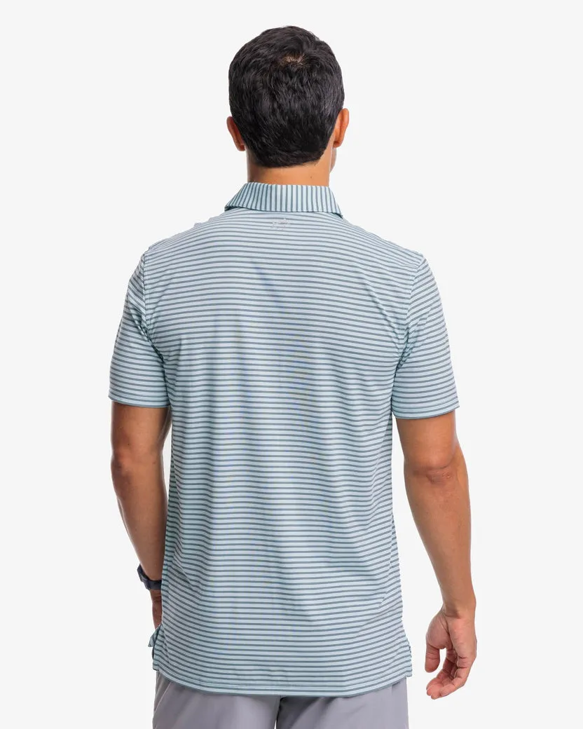 Southern Tide Men's Brrreeze Harborview Stripe Performance Polo Shirt - Turquoise Sea
