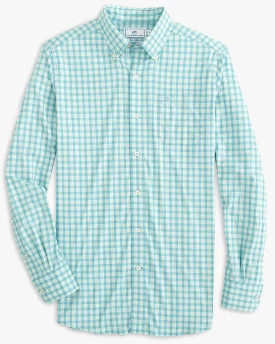 Southern Tide Men's Sumner Plaid Intercoastal Performance Sport Shirt - Low Tide Blue