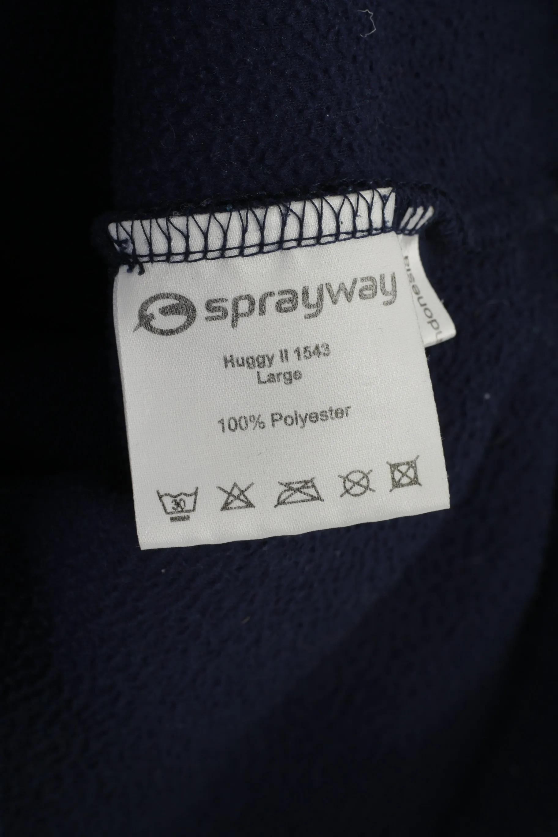 Sprayway Men L Fleece  Sweatshirt Navy Zip Neck  Sportswear Padded Collar Vintage Top