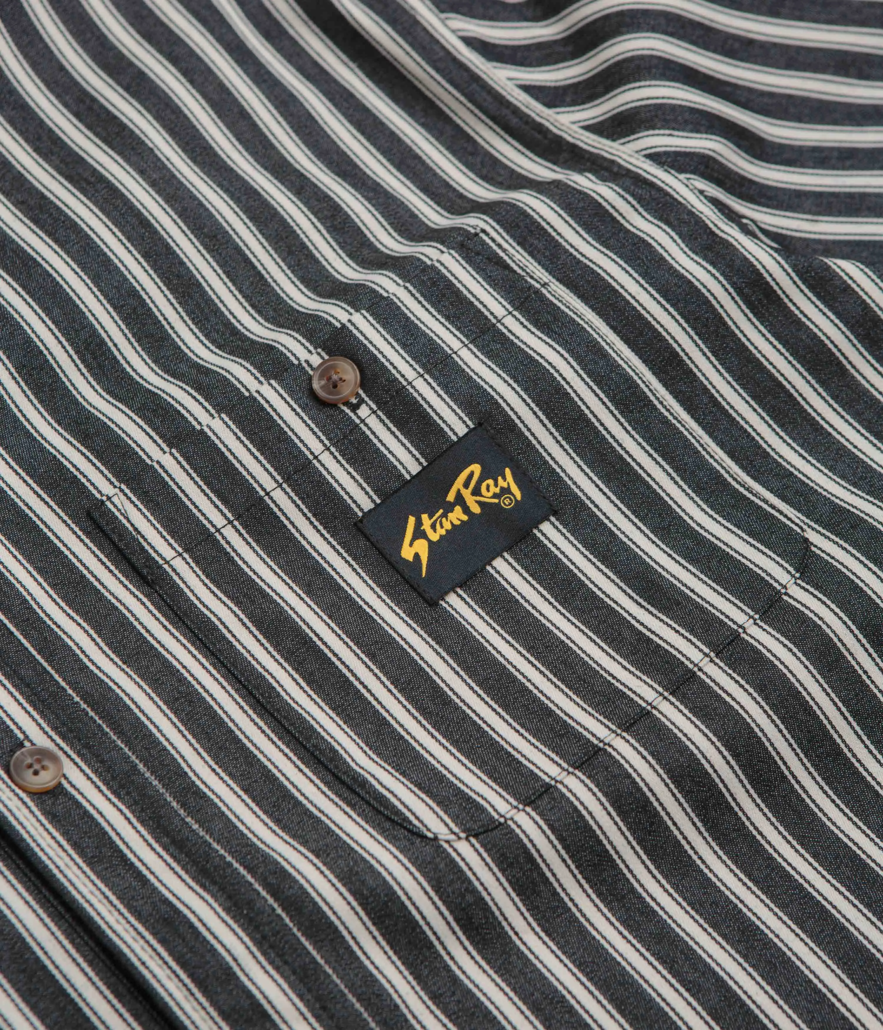 Stan Ray Short Sleeve Flannel Shirt - Charcoal Stripe