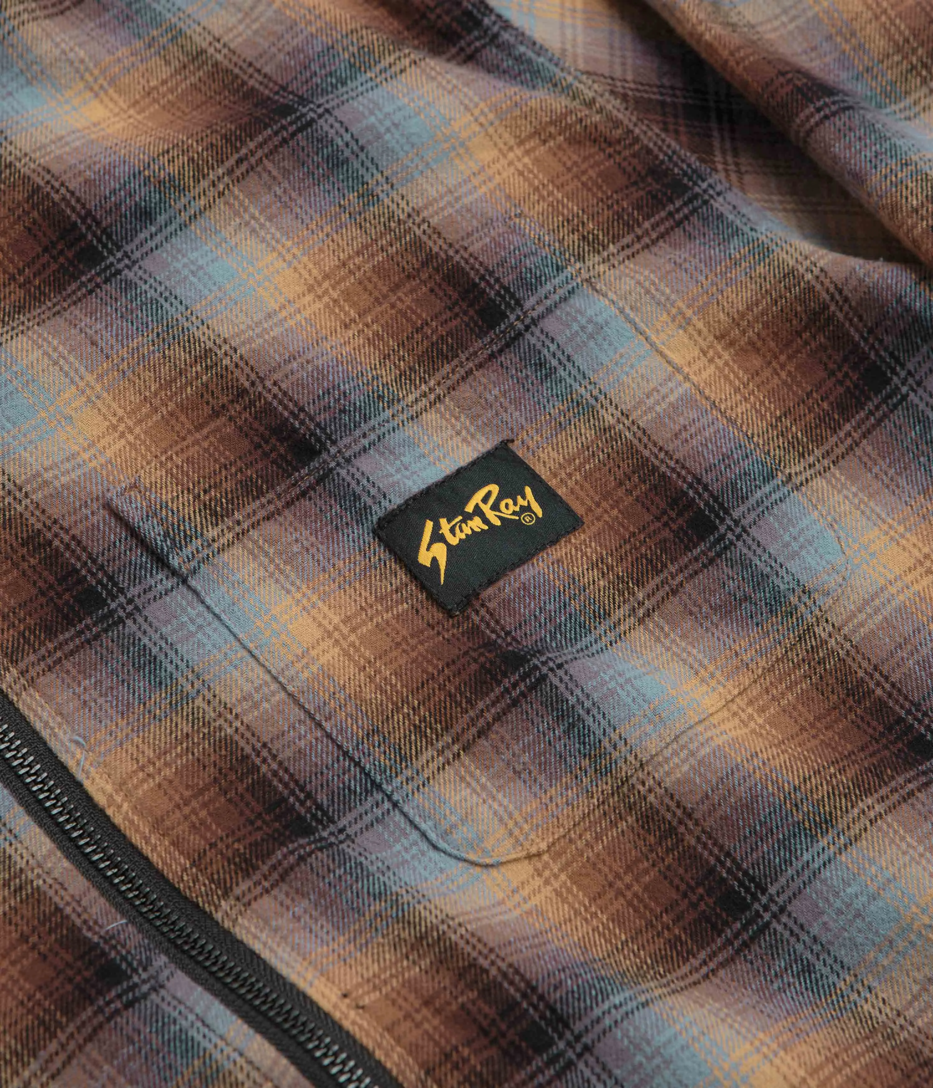Stan Ray Zip Shirt - Brown / Blue Plaid