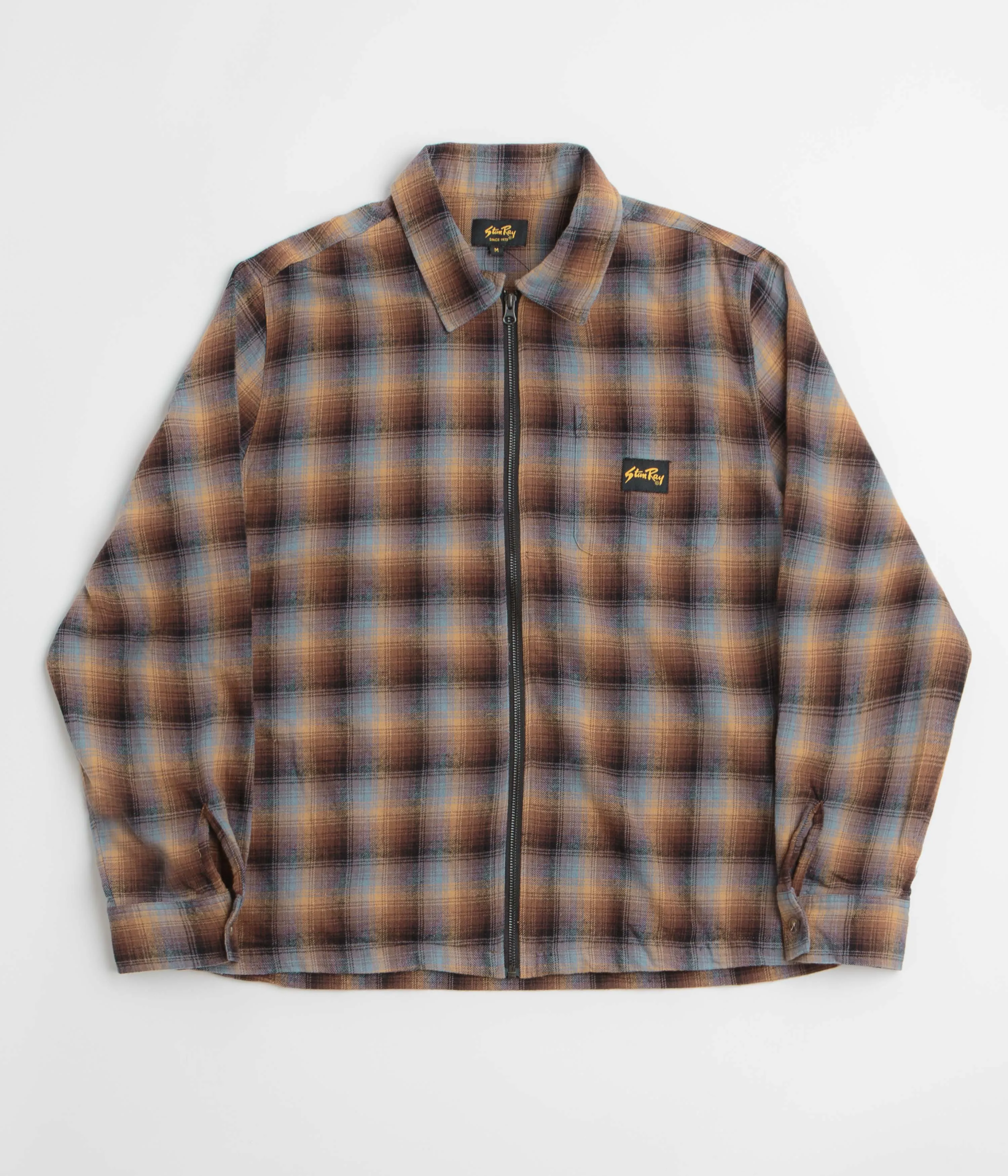 Stan Ray Zip Shirt - Brown / Blue Plaid