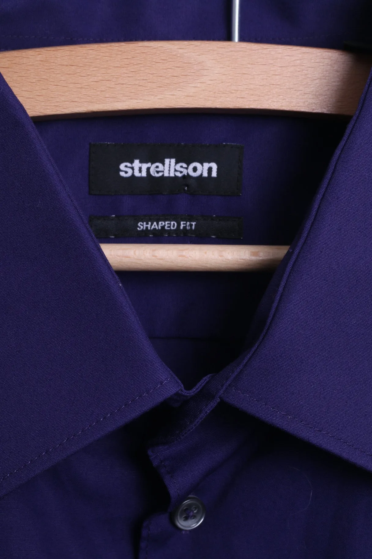Strellson Mens 43 17 Casual Shirt Purple Shaped Fit Cotton
