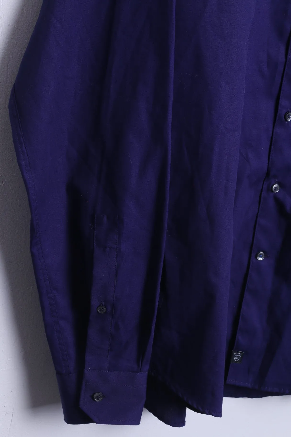Strellson Mens 43 17 Casual Shirt Purple Shaped Fit Cotton