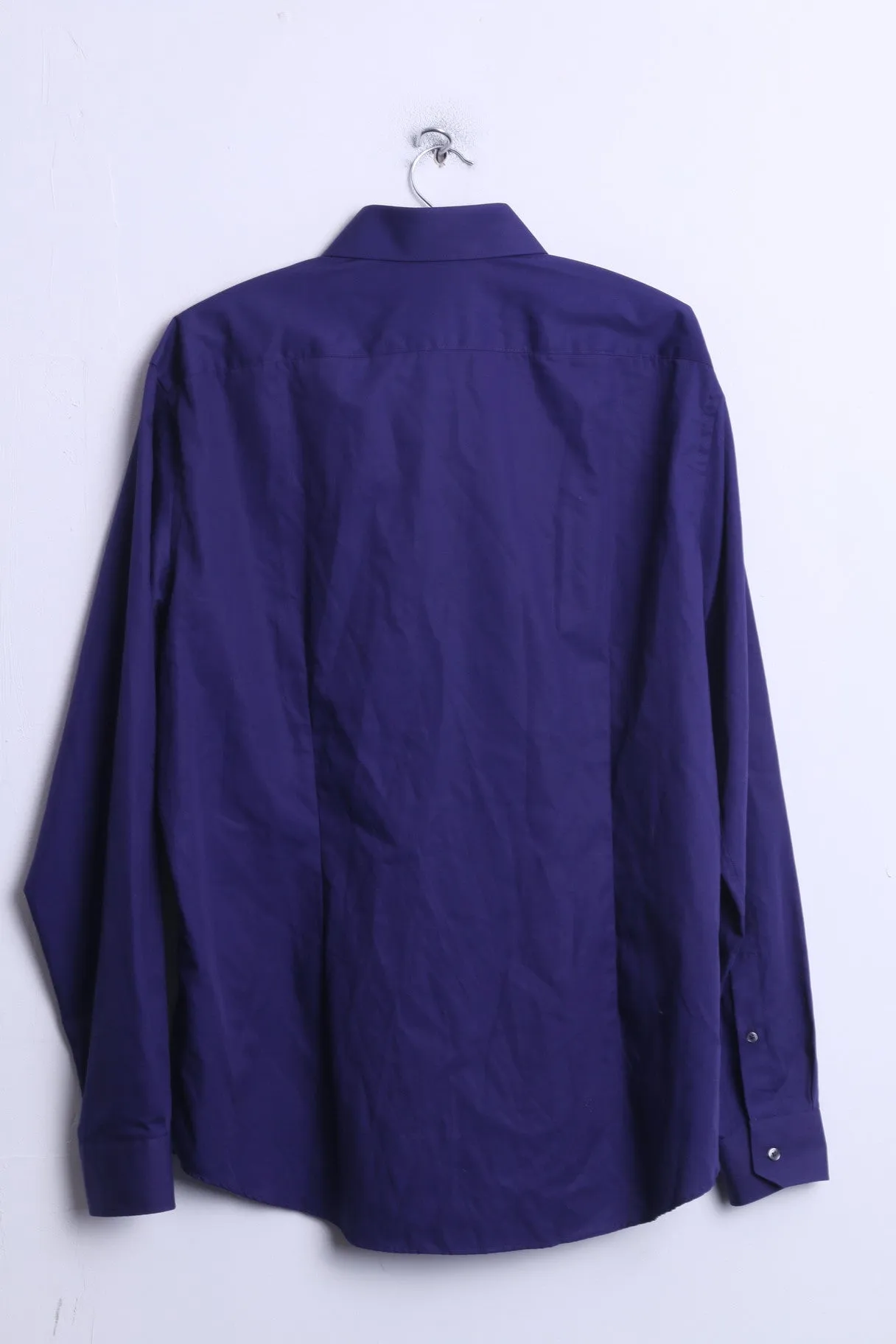 Strellson Mens 43 17 Casual Shirt Purple Shaped Fit Cotton