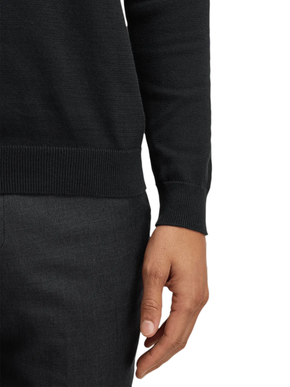 Supima Cotton Three Button Polo - Black