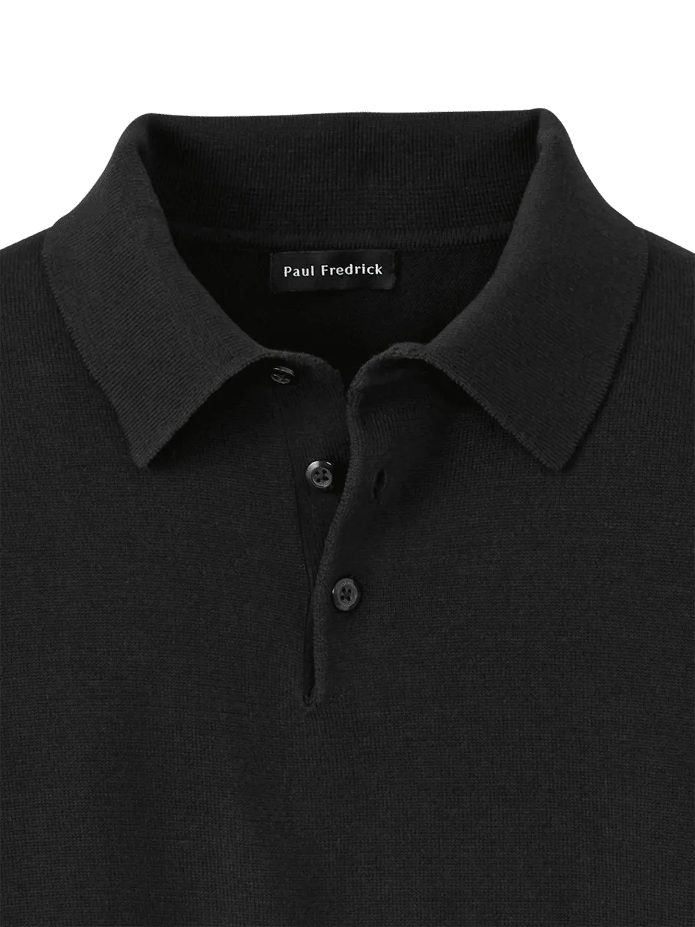 Supima Cotton Three Button Polo - Black
