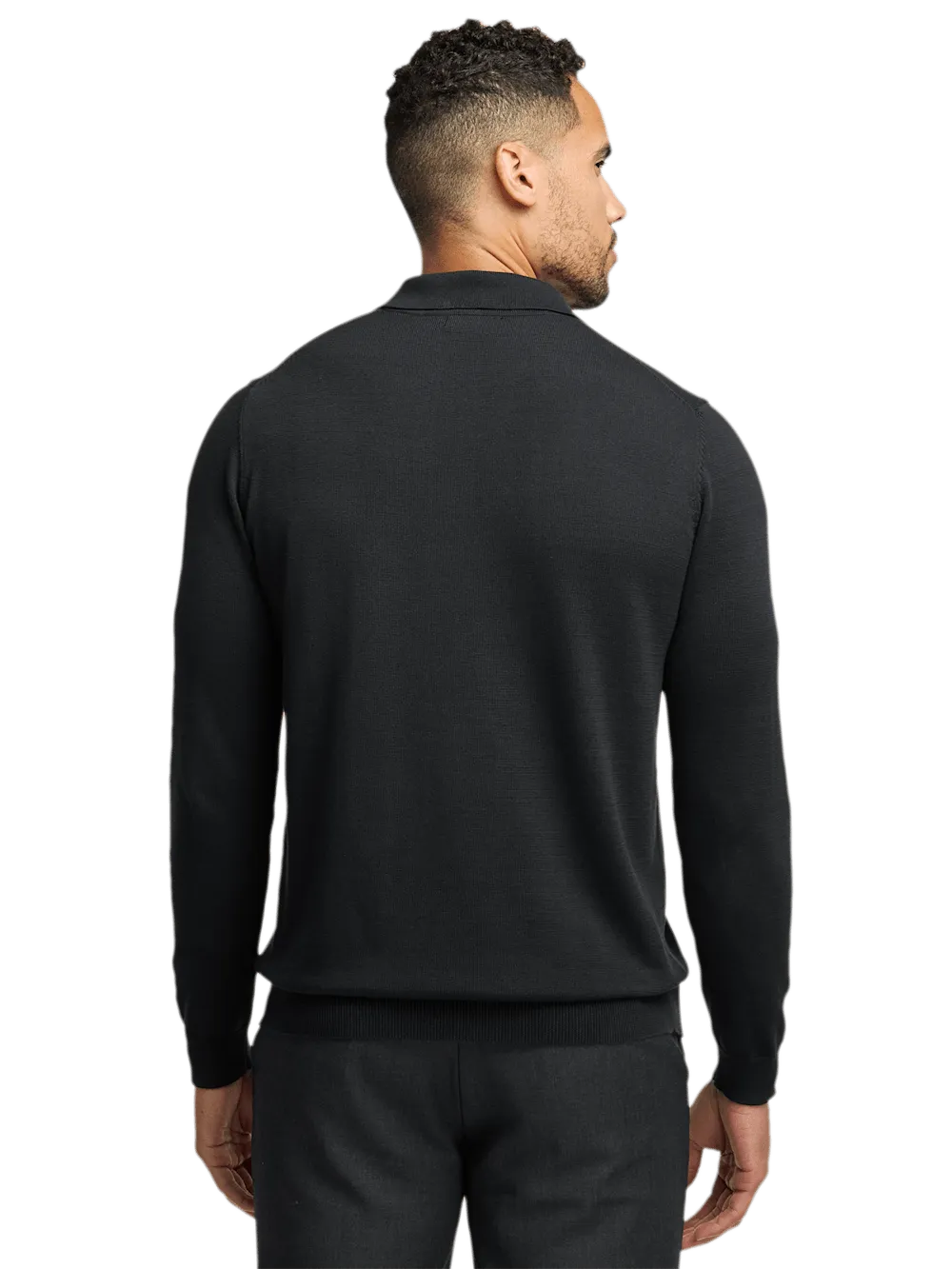 Supima Cotton Three Button Polo - Black
