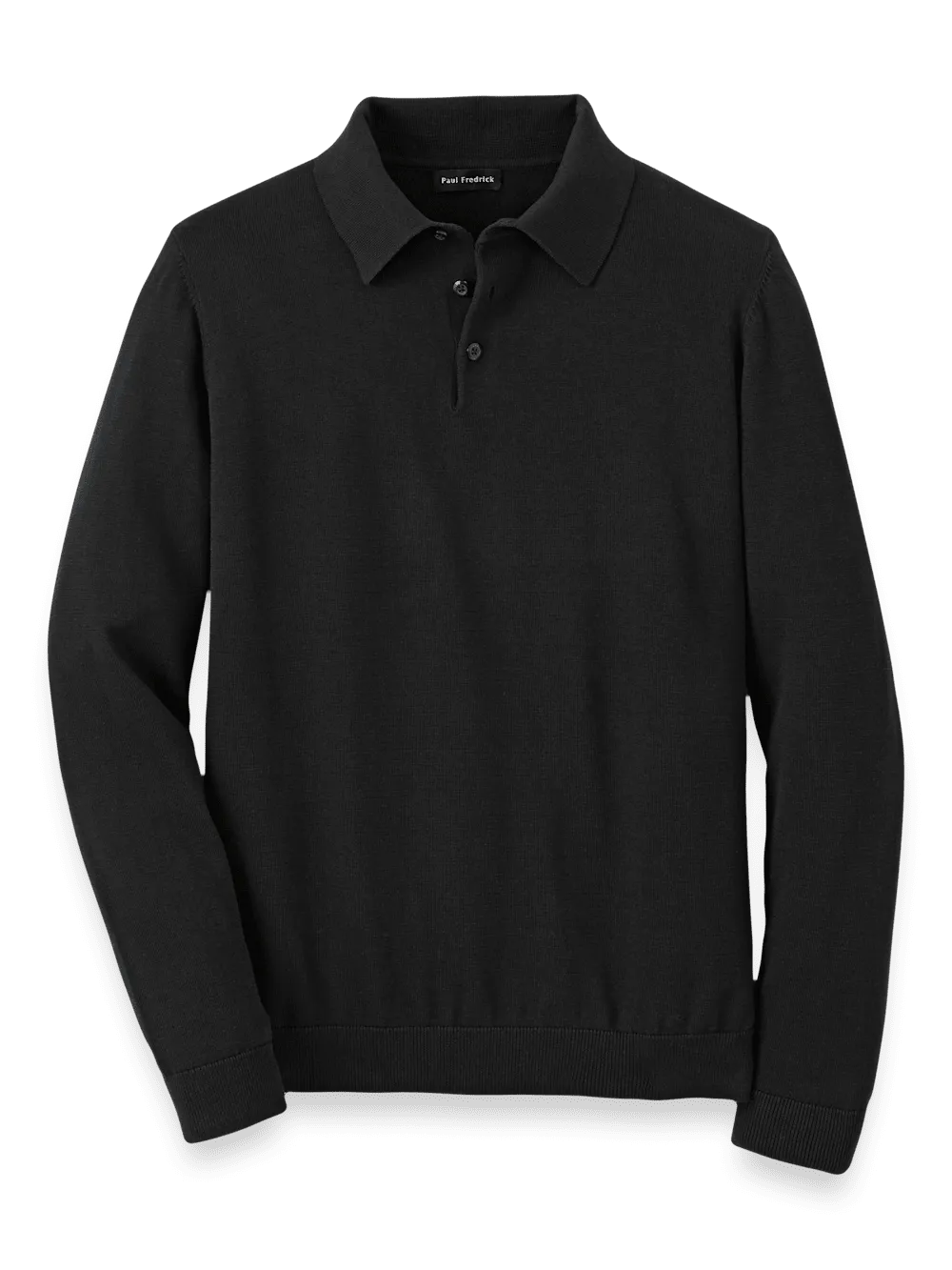 Supima Cotton Three Button Polo - Black