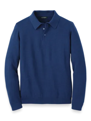 Supima Cotton Three Button Polo - Dark Blue