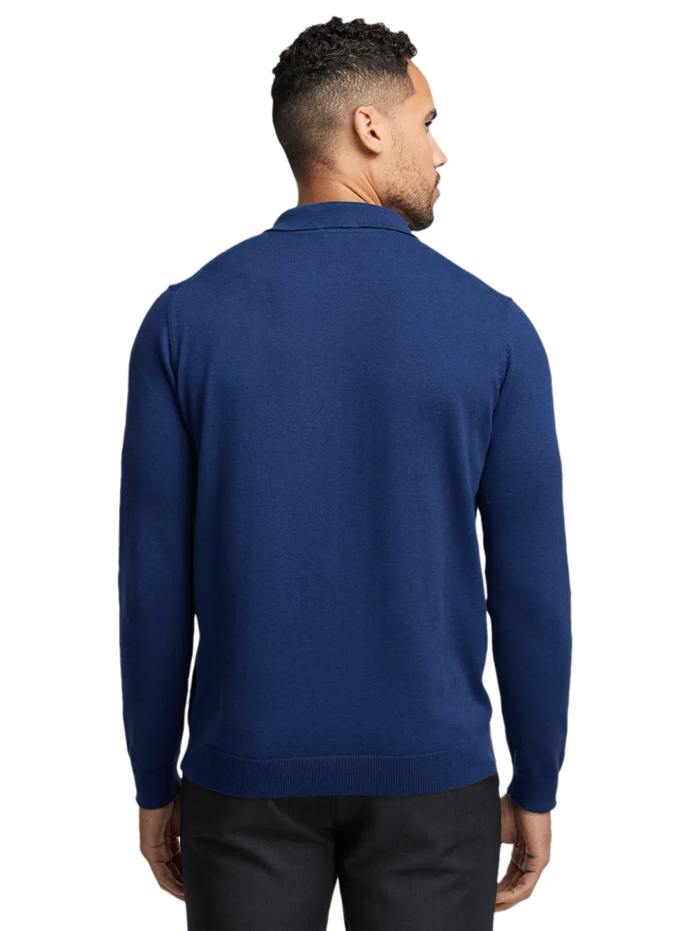 Supima Cotton Three Button Polo - Dark Blue