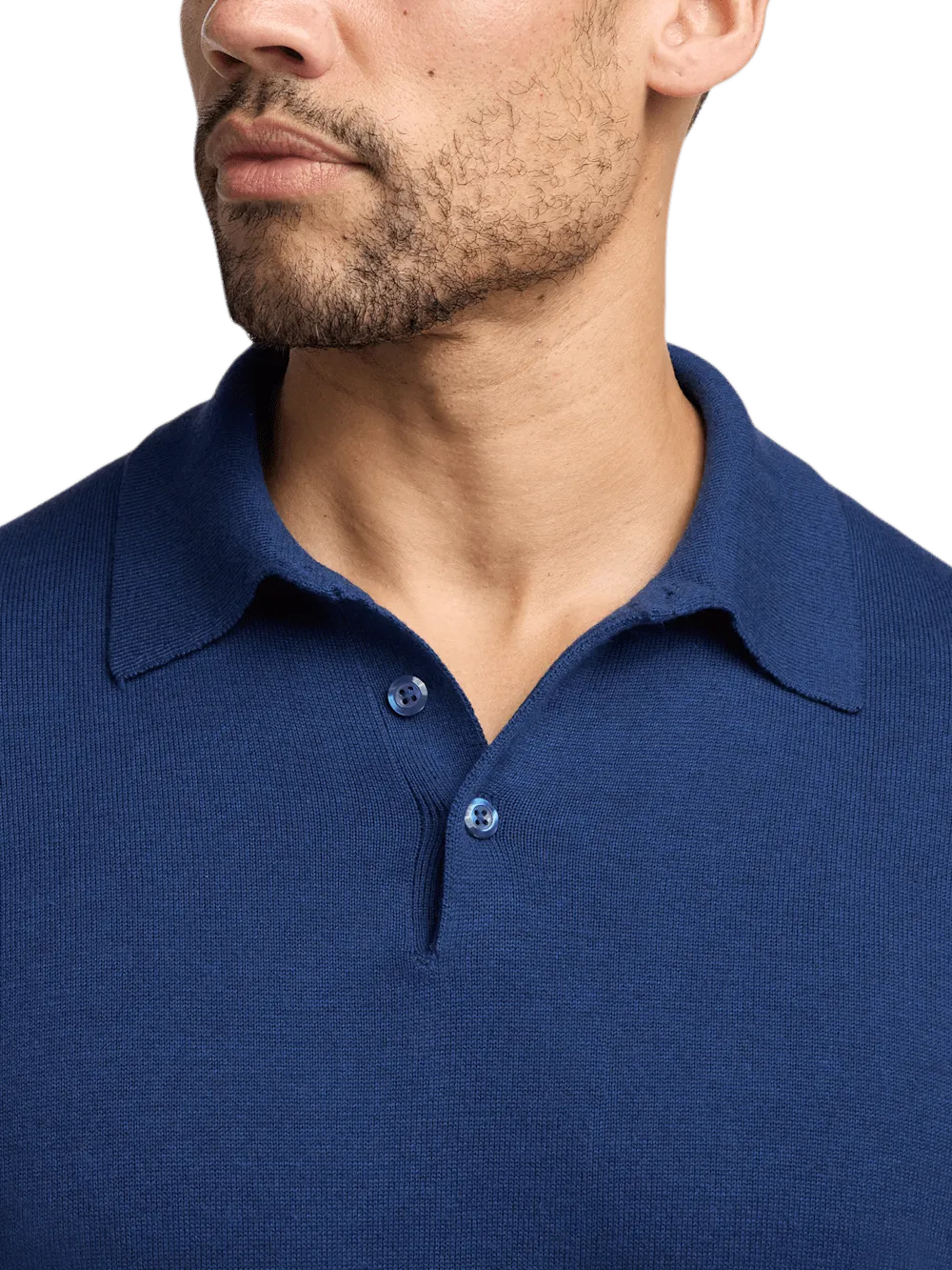 Supima Cotton Three Button Polo - Dark Blue