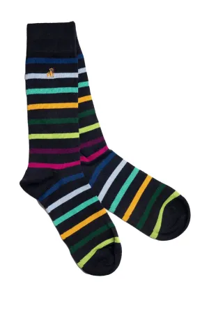 Swole Panda Bamboo Socks Black Multi Stripe