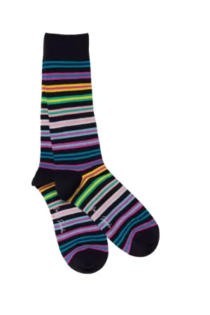 Swole Panda Bamboo Socks Multi Blue Stripe