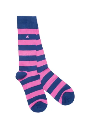 Swole Panda Bamboo Socks Rich Pink Striped