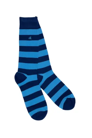 Swole Panda Bamboo Socks Sky Blue Striped