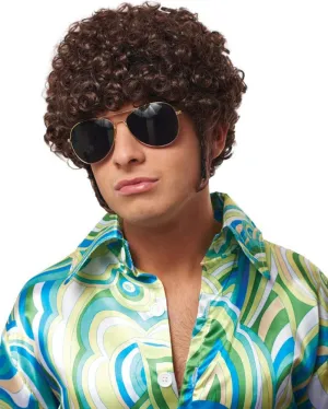 That 70s Guy Curly Brown Wig